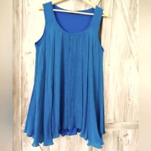 Papa Blue Cotton Linen Tunic Dress L